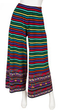 Chacok 1989 Vintage French Multicolor Striped Wool Knit Wide-Leg Pants 1980s S M