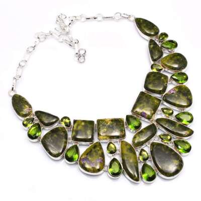 Grand Collier En Jaspe Purpurite - Fait Main (Inde) - Longueur 18 Pouces - Réf LV-1179