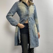 Stunning Killah Quilted Light Acid Wash Afghan Coat 447f