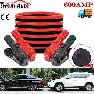 600 AMP Booster Cables 2 Gauge Jumper Leads Heavy Duty Car Van Clamps Start 10FT