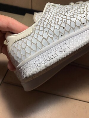 Adidas Original Stan Smith White Leather Reptile Print Sneakers Women Sz  6.5 US | eBay
