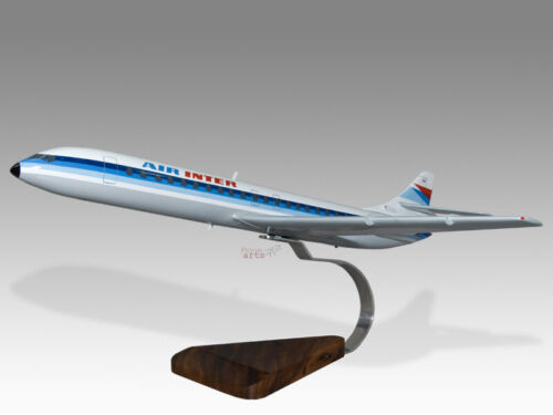 Aerospatiale SE-210 Caravelle Air Inter Solid Mahogany Handmade Desktop Model - Picture 1 of 10