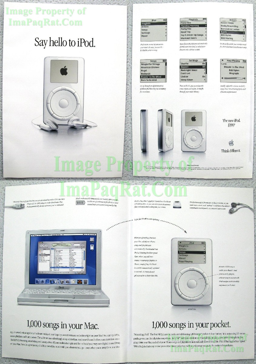 2001 4-PG 1st Generation Apple iPod Brochure Insert 2001 4-PG 1st Generation Apple iPod Brochure Insert