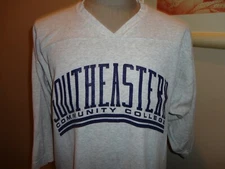 Vtg 90's Excel Southeastern Community College Gray V neck Hockey Jersey Adult L 