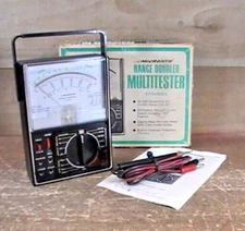 MICRONTA #22-204A 43-RANGE MULTITESTER W/ LEADS & MANUAL VINTAGE & TESTED