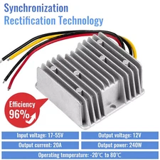 Voltage Converter DC17-55V Step Down To 12V 20A Buck Regulator Golf Cart Reducer