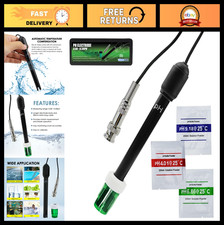 pH Electrode Probe 0-14, Replacement BNC Connector, 300cm Cable for Aquarium Hyd
