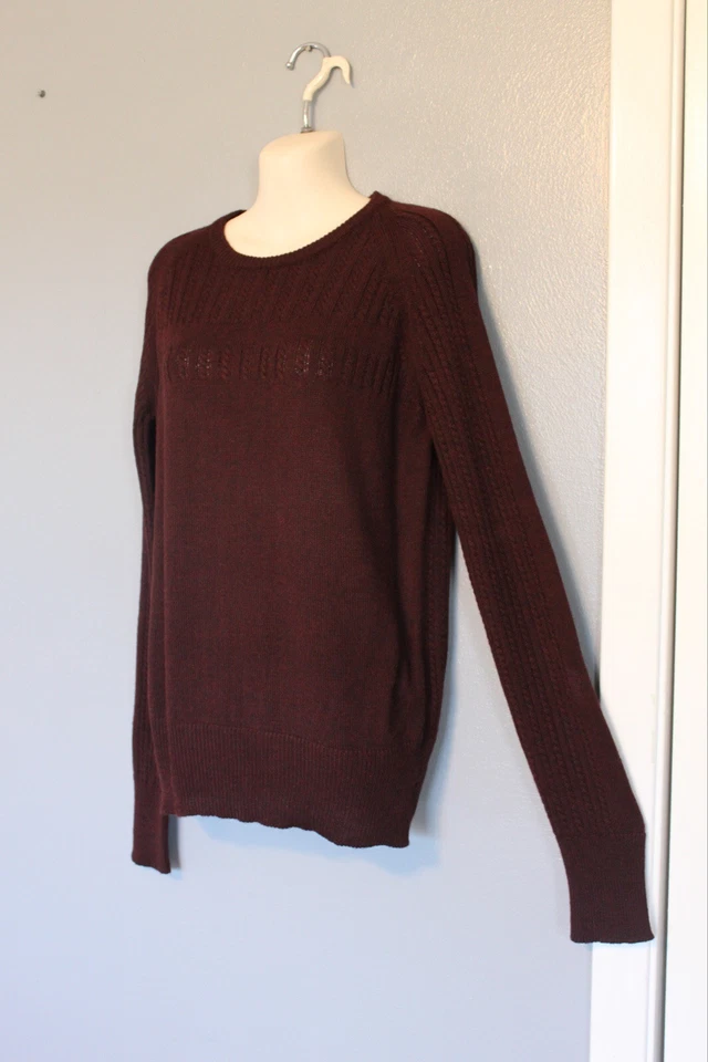 Rochas Merlot Burgundy Cable Knit Acrylic Wool Sweater IT44 Medium Foto 3 de 4