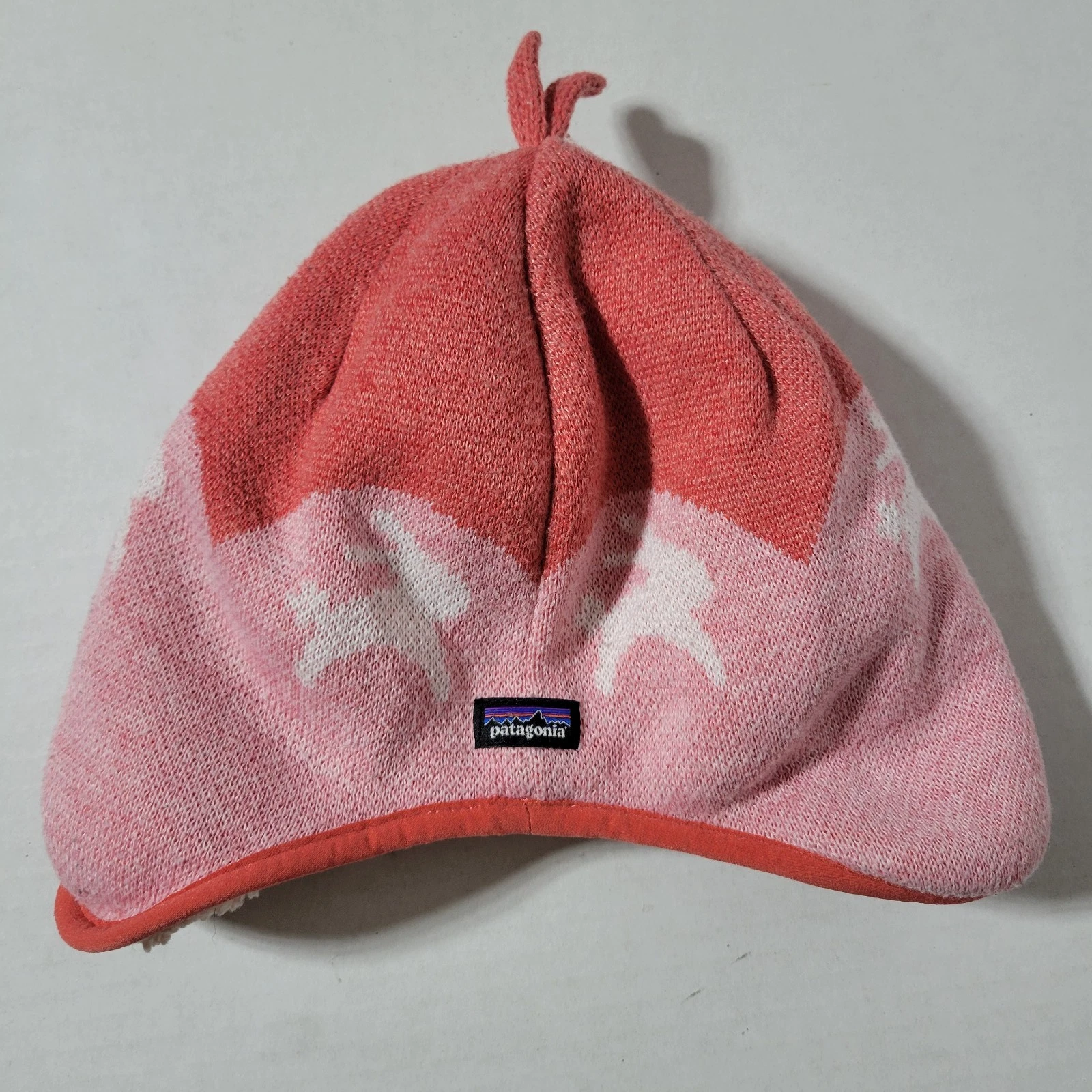Patagonia Reversible Beanie Hat Pink Bunny Rabbits Play Knit Fleece Size 5T