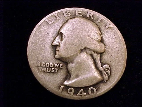 1940-D  Washington Quarter, Very Good Grade.