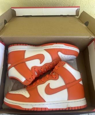 Nike Dunk Hi Retro White/Orange Blaze''Syracuse'' Size 7 Men (Good Condition)