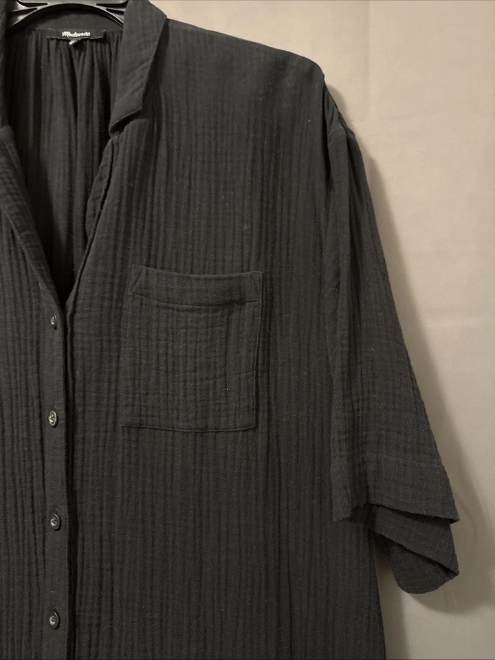 Maxi vestido negro para mujer Madewell 100 % algodón talla M cuello y cierre inferior Foto 3 de 4