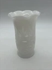 Vintage Hazel Atlas Milk Glass Vase Starburst Prescut Ruffle Geometric White