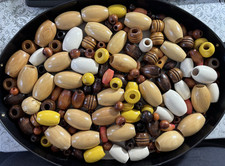 Lot of 150 Vintage Wood Beads Wooden Macrame Craft Assorted Sizes