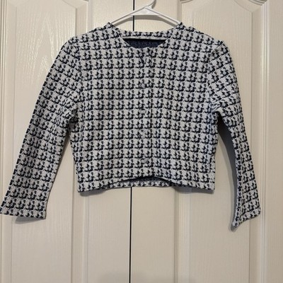 Devon Windsor Women Sasha Jacket Houndstooth White Blue Size Medium