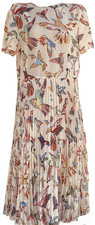 Red Valentino A-Line Round Neck Midi Dress Famous Bird Print Size 44It