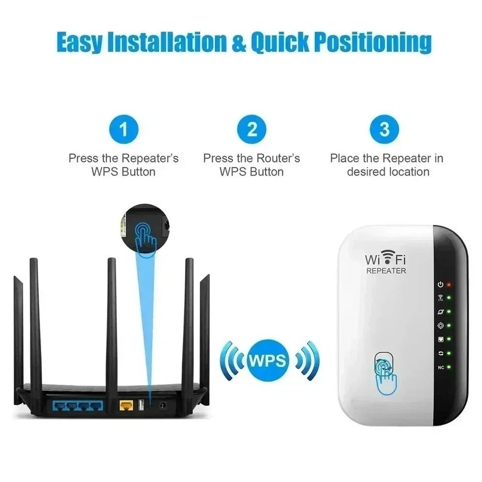 WiFi Signal Extender Range Repeater Booster Internet Amplifier 300Mbps UK Plug - Image 2 of 4