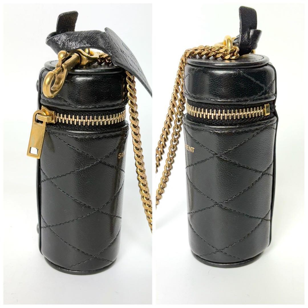 Saint Laurent Paris custodia labbro catena pelle nero oro quasi come nuova autentica