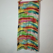 100 Silk Scarf Artsy Abstract Multicolor Large Lightweight Made in India