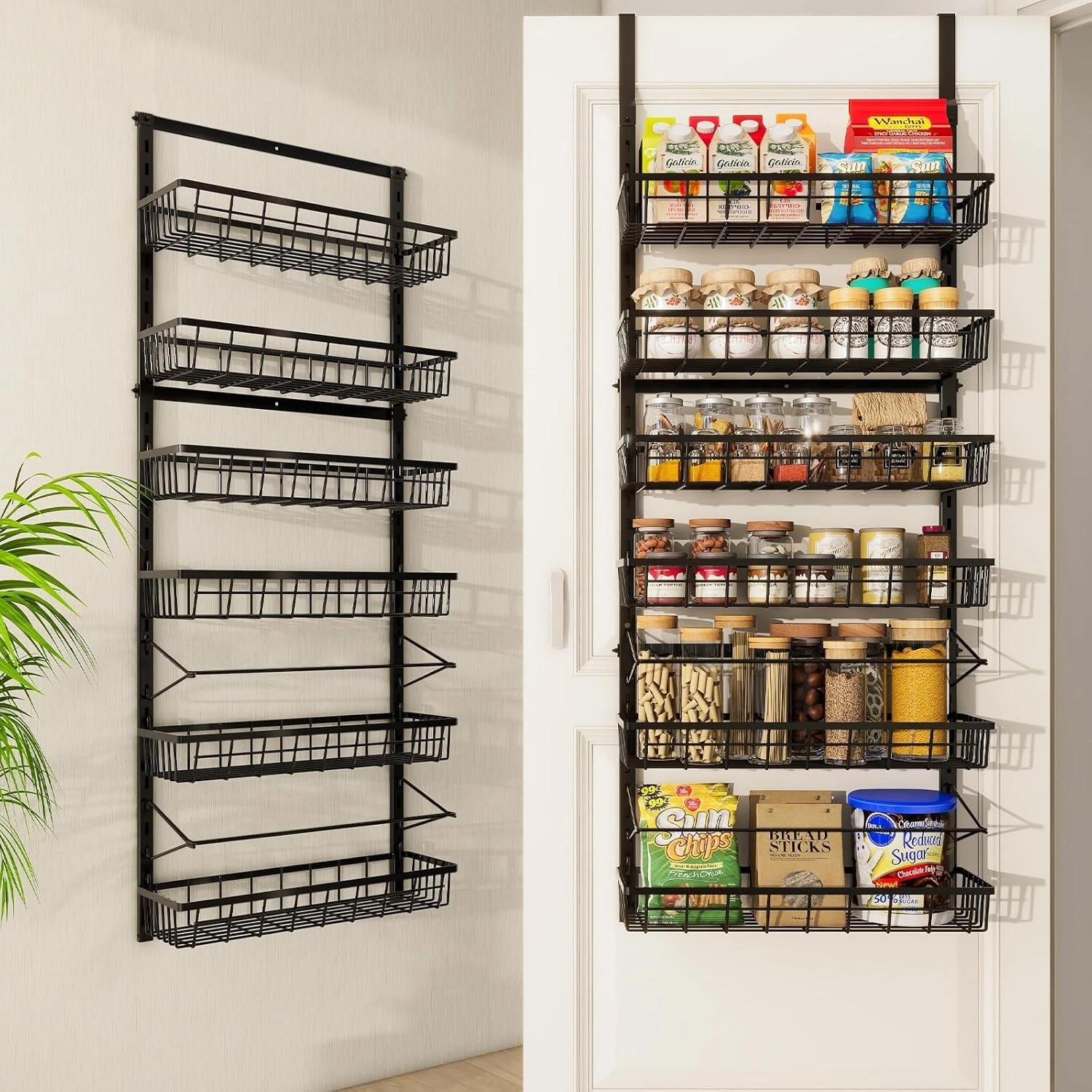 Over The Door Pantry Organizer Pantry Storage & Organization 6-Tier Adjustable