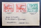 Jersey 1/6/43 1/2d + 2x1d Blampied FDC with h/s 2 cancel
