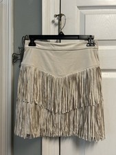 NWT Womens Fringe Skirt Small Mini Skirt Western Festival Suede-like Francesca  s