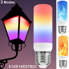 LED Flame Effect Fire Light Bulbs E12 E14 E27 B22 3 Modes Flickering Light Lamps