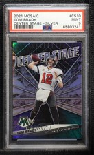 2021 Panini Mosaic Center Stage Silver Prizm Tom Brady #CS10 PSA 9 MINT 02v3