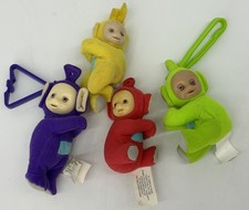 Lot of 4 Mcdonalds Teletubbies Clip on Plush Keychains 2000 READ