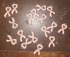 LOT 18 Pink Ribbon charms - 3/4" x 1/4" BREAST CANCER AWARENESS