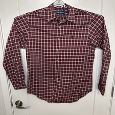 Vintage Ralph Lauren Polo Button Up Shirt Mens Medium Red Plaid Size L