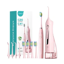 COSLUS Portable Water Flosser with Electric Toothbrush Combo: 2-in-... Fast Ship