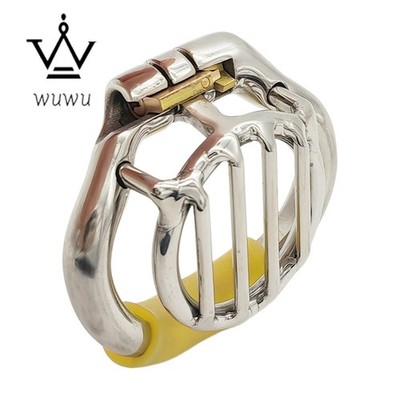 Stainless Steel Male Chastity Device Small Cage Men Metal Flat Locking Belt 