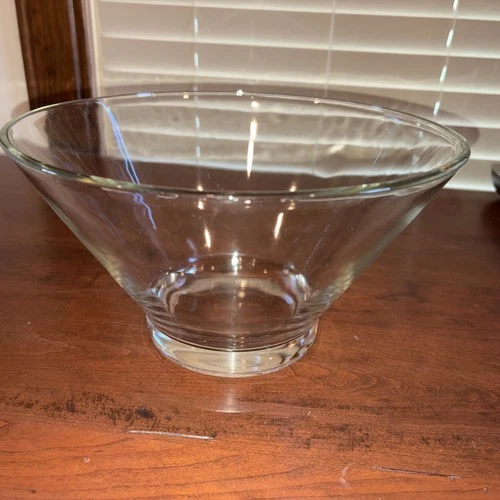 Vintage Anchor Hocking Modernist Glass Chip Punch Bowl Serving Heavy 10.5” MCM