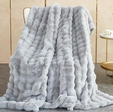 SHANNA Soft Warm Rabbit Plush Fleece Blankets Thick 1000 GSM Throws for Sofa Lar