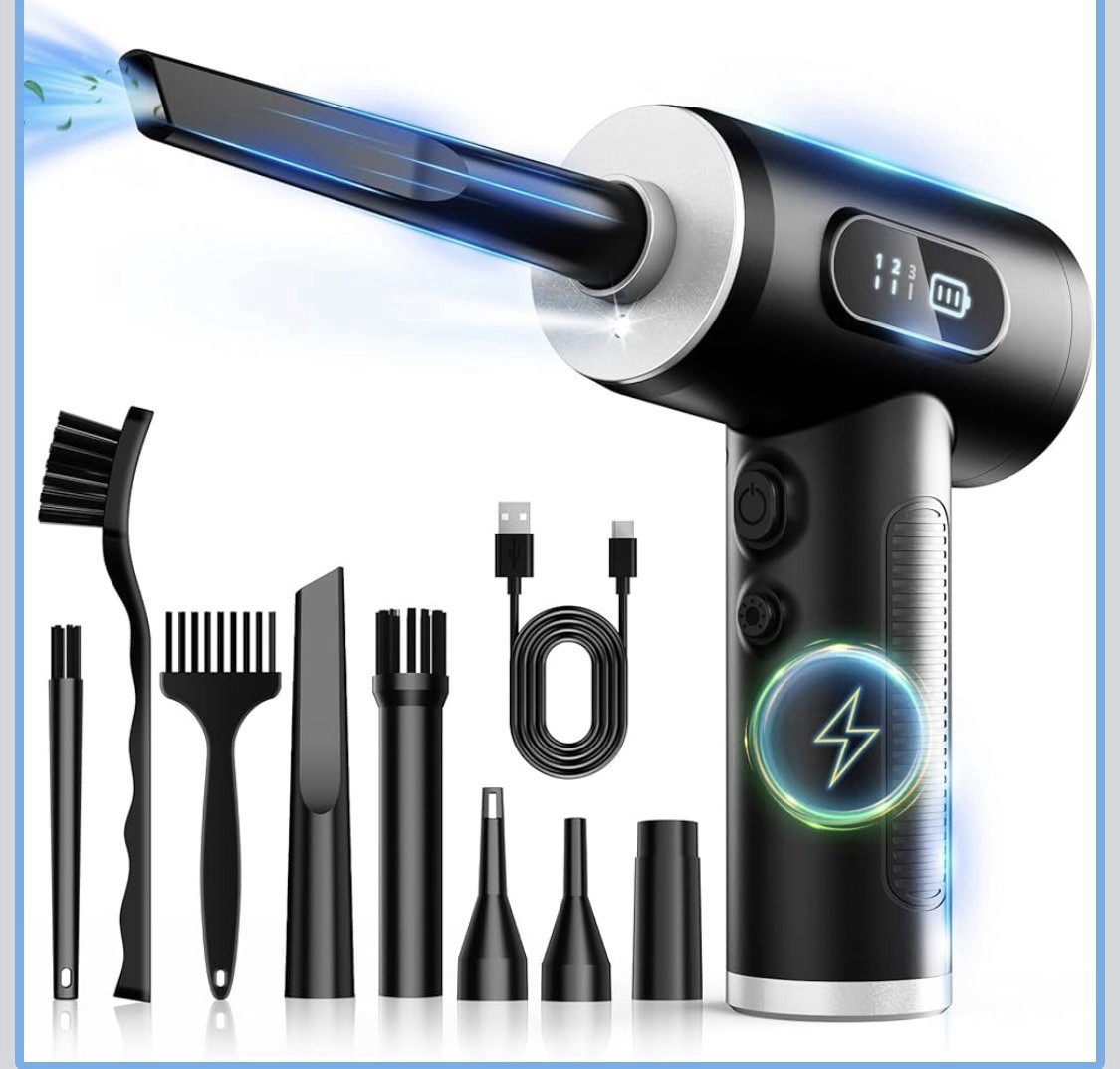 Compressed Air Duster-3 Gear Adjustable 100,000RPM Electric Air Duster With LED.