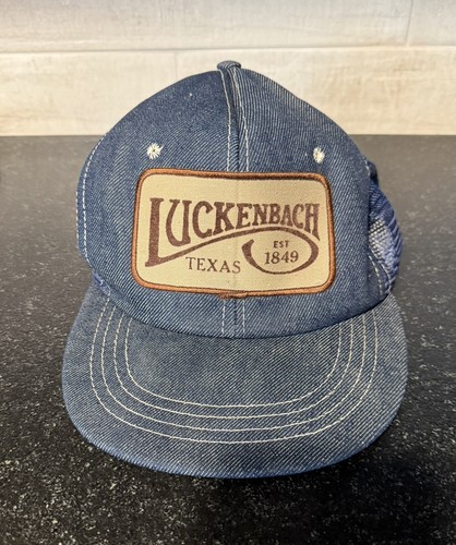 Vintage Trucker Hat Snap Back Denim Look Luckenbach Texas