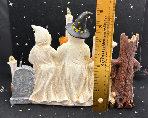 Vintage Halloween Geist Display mit flackernden Kerzen Harz China 12" breit 1990er - Bild 10 von 10