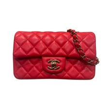 CHANEL Mini Matelass  20 A69900 Red Lambskin Shoulder Bag 405