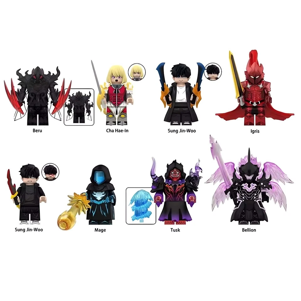 Solo Leveling Minifigures Set A/B (8+8pcs) – Jinwoo, Beru, Bellion, Igris + More - Image 2 of 4