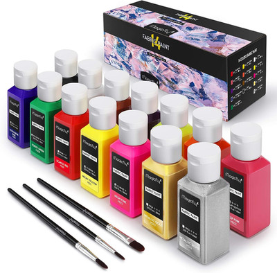 Magicfly Permanent Soft Fabric Paint Set for Clothes 14 Colors 60ML Textile T-Sh