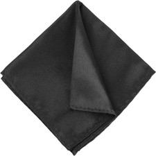 Mens Satin Pocket Square Black Solid Color Handkerchief Suit Silk Hankies