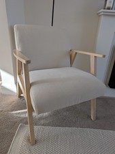 Michelle Keegan Home CORA accent chair Beige Cream fabric and wood armchair