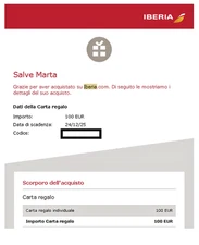 Iberia voucher value 100 euros - To fly by 24/12/2025