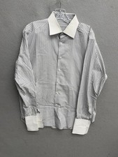 Stefano Ricci White Striped Dress Shirt French Cuffs Mens Size 16.5/42