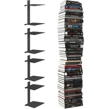 Floating Book Shelves - 8 Tier Heavy Duty Metal, 120LBS Load, 4 Pack, Black