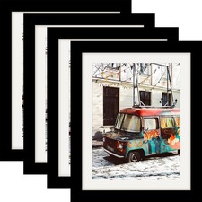 8x10 Black Picture Frames Nature Solid Wood 4 Pack for Wall Mounting and