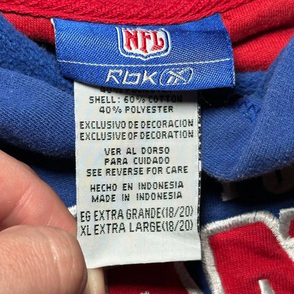 Sudadera con capucha vintage Y2K niños Reebok New York Giants NFL Royal Youth XL 00s Foto 4 de 4