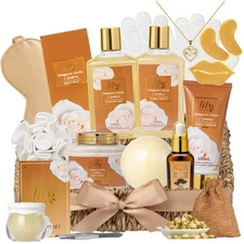 Christmas Gifts for Women - 18Pcs Vanilla Bath and Body Gift Basket Set for W...