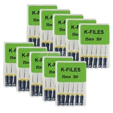 10box Dental K-Files stainless steel endodontic root canal hand use files #30